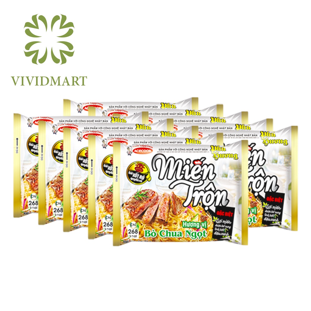 MIẾN TRỘN ĂN LIỀN PHÚ HƯƠNG 2 VỊ: BÒ CHUA NGỌT VÀ XỐT CUA  – GÓI 71g – ACECOOK