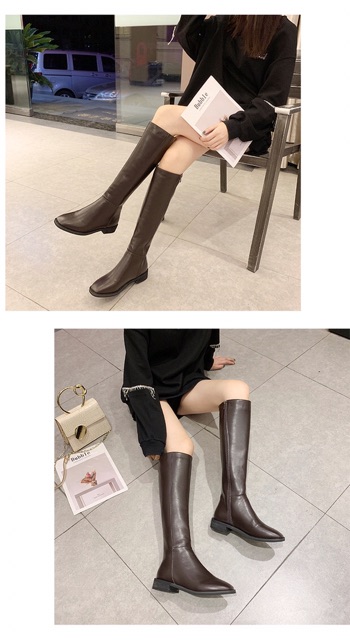 Boots lửng Ulzzang cổ cao da trơn khoá sườn | BigBuy360 - bigbuy360.vn