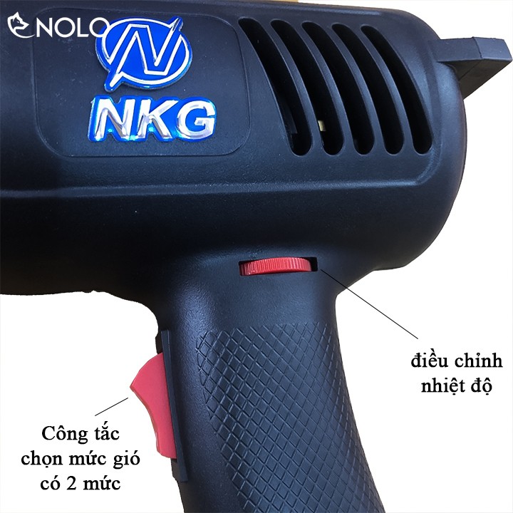 Bộ Máy Thổi Hơi Nóng Máy Khò Nhiệt NKG Công Suất 2000W Điều Chỉnh Được Nhiệt Độ Từ 150 Đến 650 Độ 2 Mức Gió