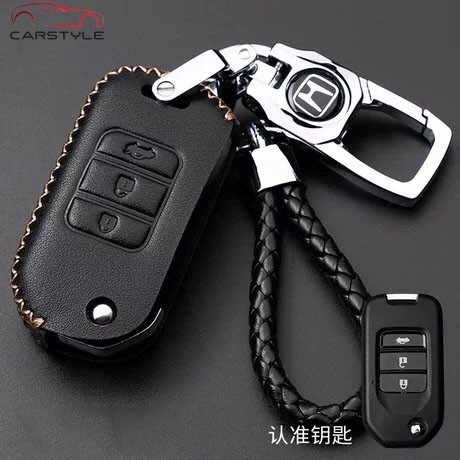 Honda bìa chính trường hợp chìa khóa da gói chìa khóa trường hợp nút thông minh phù Civic CRV City Brio Jazz HRV CITY key car CRV5 HRV Civic City HRV Jazz Accord CRV CRV BRV Leather Car Key Case Cover