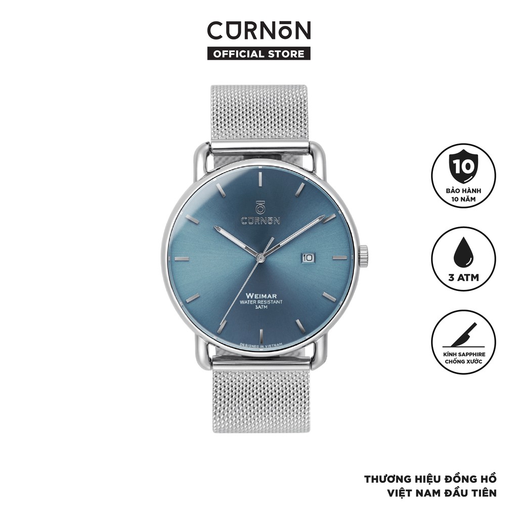 Đồng hồ nam Curnon Weimar Baltic dây kim loại chính hãng, thiết kế 3 kim thời trang | BigBuy360 - bigbuy360.vn