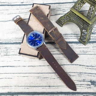 [Da thật] Dây đồng hồ handmade da bò sáp nguyên tấm AL119LEA (Size 20/22/24) kèm hộp + Phụ kiện - 100% da thật, BH 3 năm