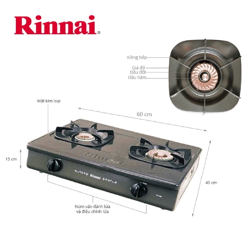 Bếp gas dương 2 lò Rinnai RV-365G-N (Xám)