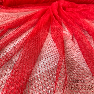 Lưới Đỏ Mềm Dệt Chấm Bi Giãn Nhẹ 2 Chiều