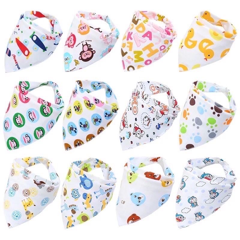 Yếm cotton tam giác 2 cúc bấm cho bé