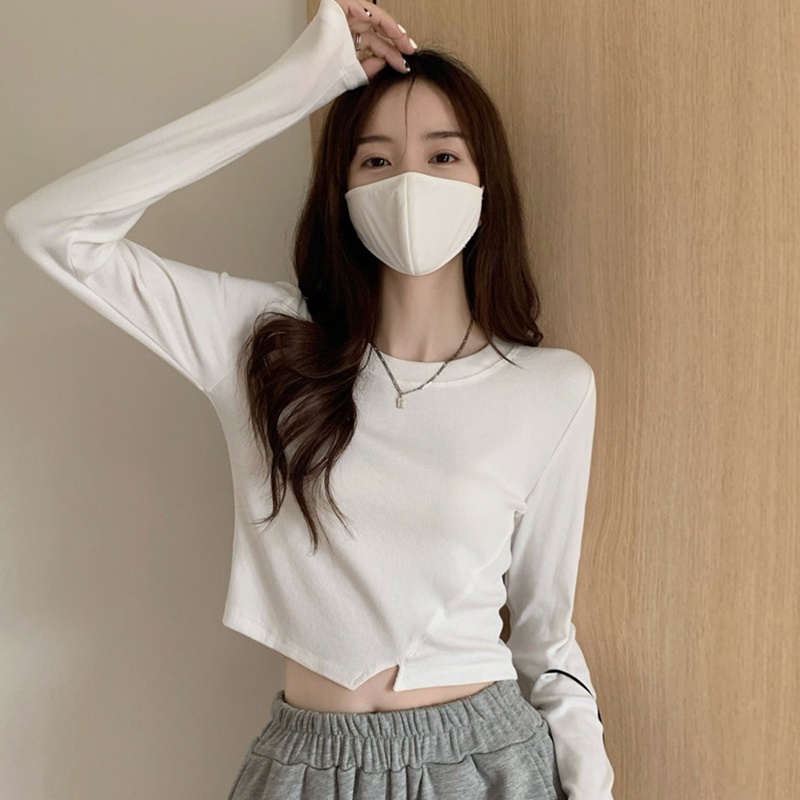 Áo thun SUXI tay dài cổ tròn màu sắc đơn giản thời trang xuân thu