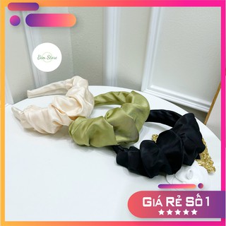 Bờm/Xược/Băng đô cài tóc vải lụa nhún lệch siêu hot - 3 màu Đen/Be/Xanh xinh hết nấc - Nhẹ nhàng, ngọt ngào, nữ tính