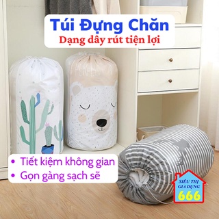 Túi vải đựng quần áo 🏵️ Túi đựng chăn màn bằng vải cỡ lớn chống thấm nước có dây rút hình trụ đa năng giá rẻ