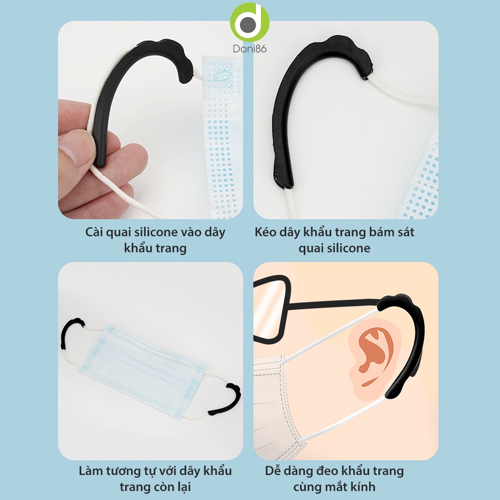 Quai silicone đeo khẩu trang mẫu có gợn sóng đệm êm vành tai, đeo kính không tuột_Doni86_DOK195