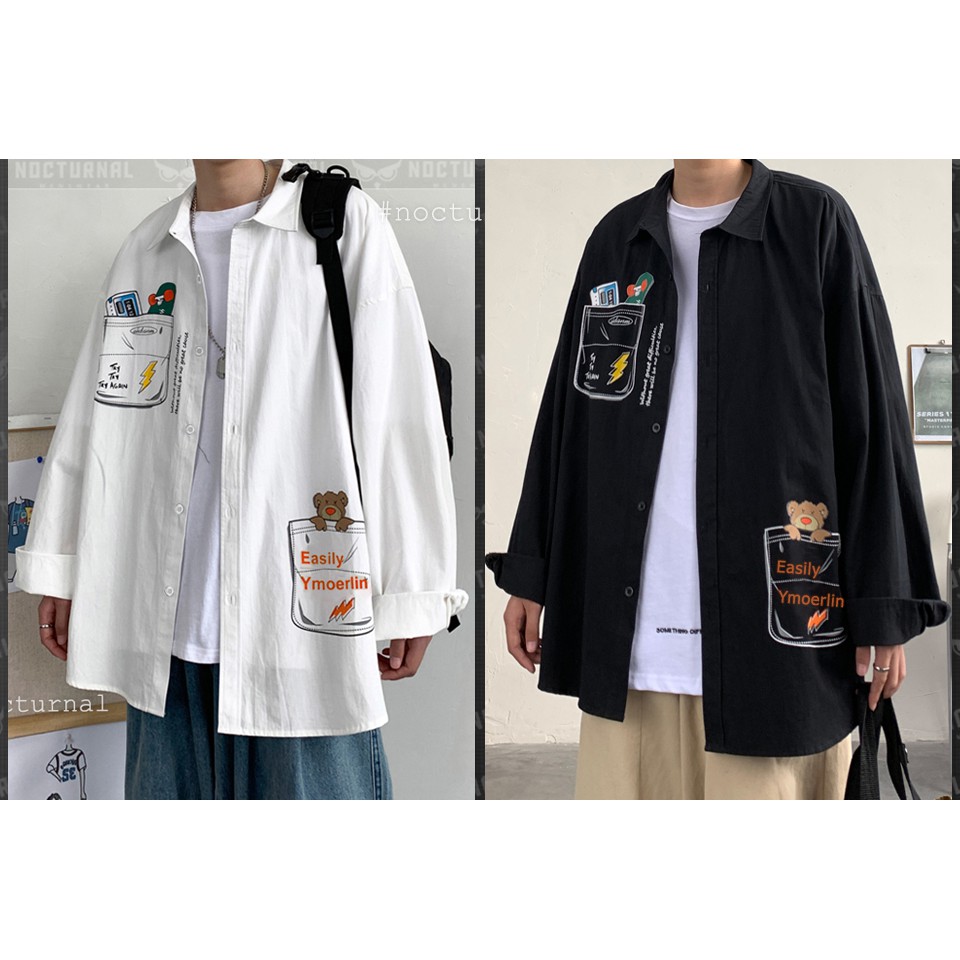 ÁO SƠ MI TAY DÀI 2D POCKETS NOCTURNAL Nam Nữ Cặp Đôi Unisex Phong Cách Dạo Phố Sài Gòn Ulzzang 2021