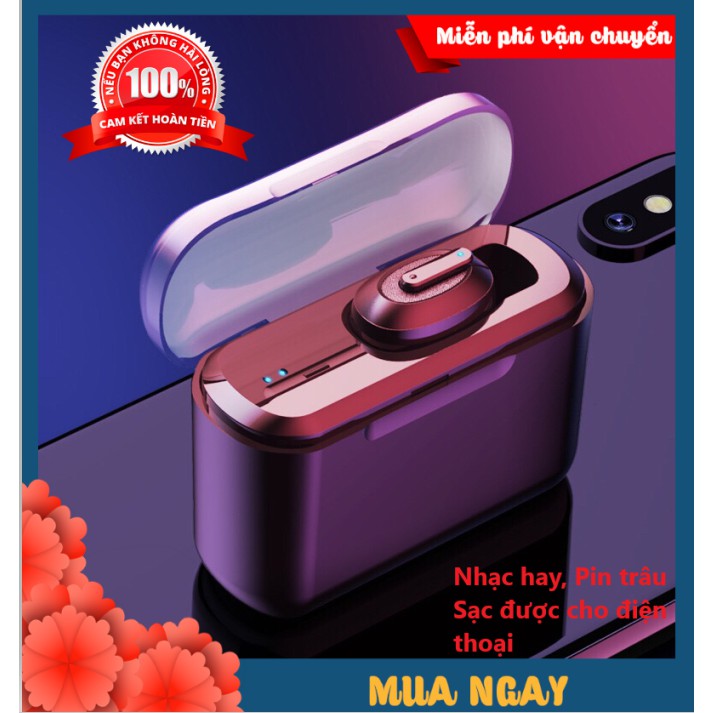 Tai Nghe Bluetooth Không Dây Mini Pin Trâu T1 PRO BASS Kèm Dock Sạc Có thể Sạc Cho Điện Thoại