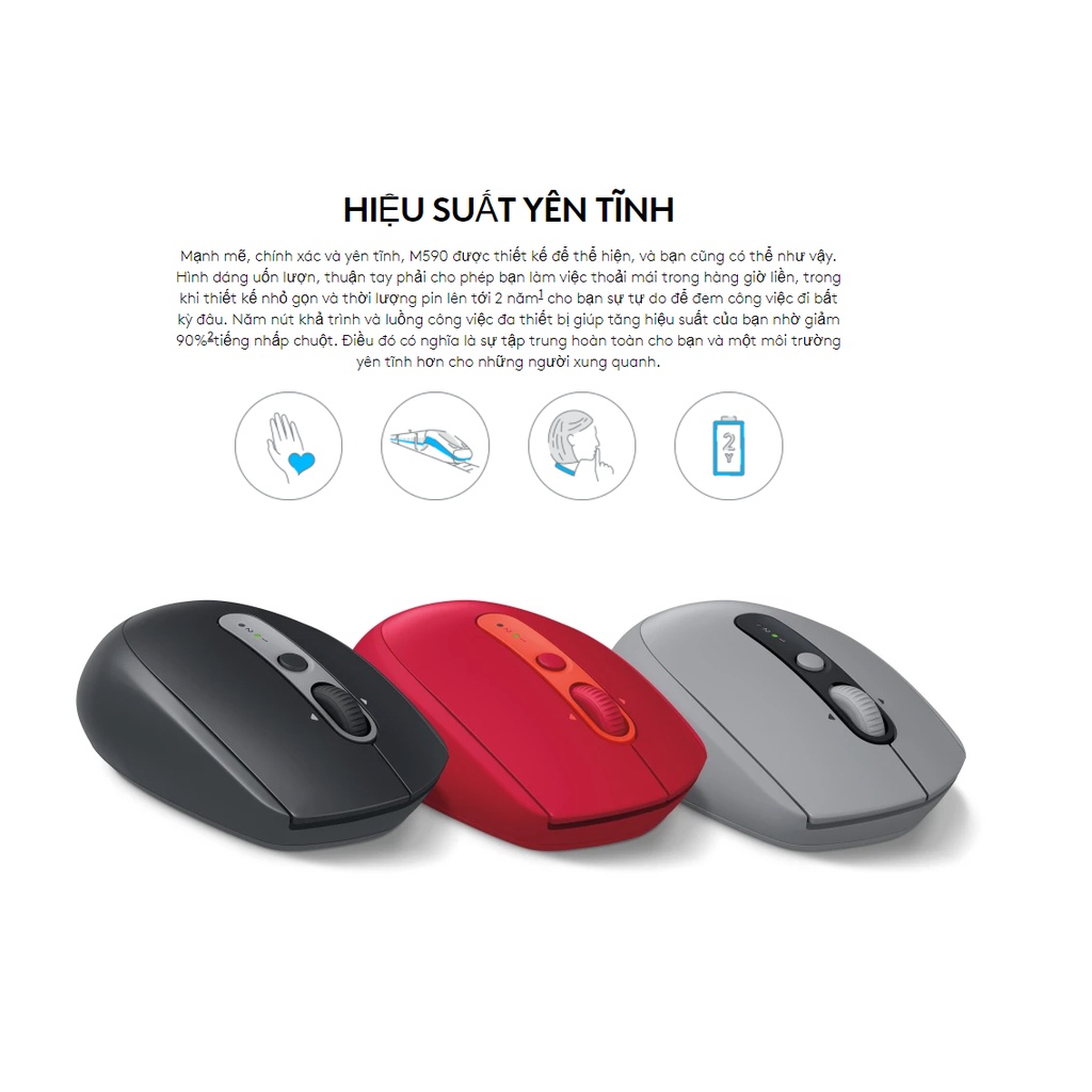 Chuột không dây Logitech M590 Silent Wireless / Bluetooth