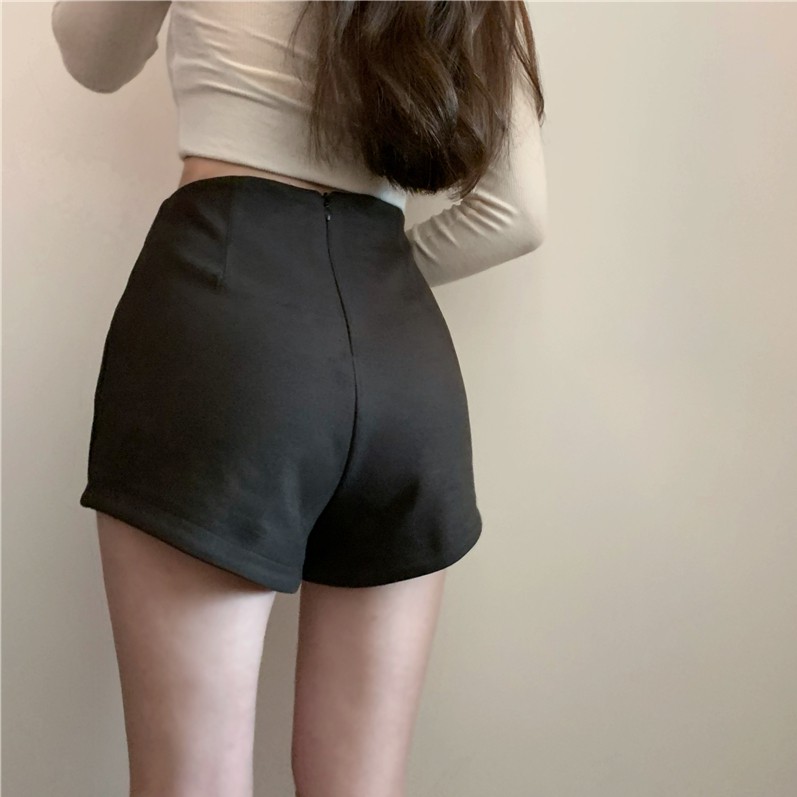 Cocory vn Quần ngắn lưng cao màu trơn gợi cảm cho nữ