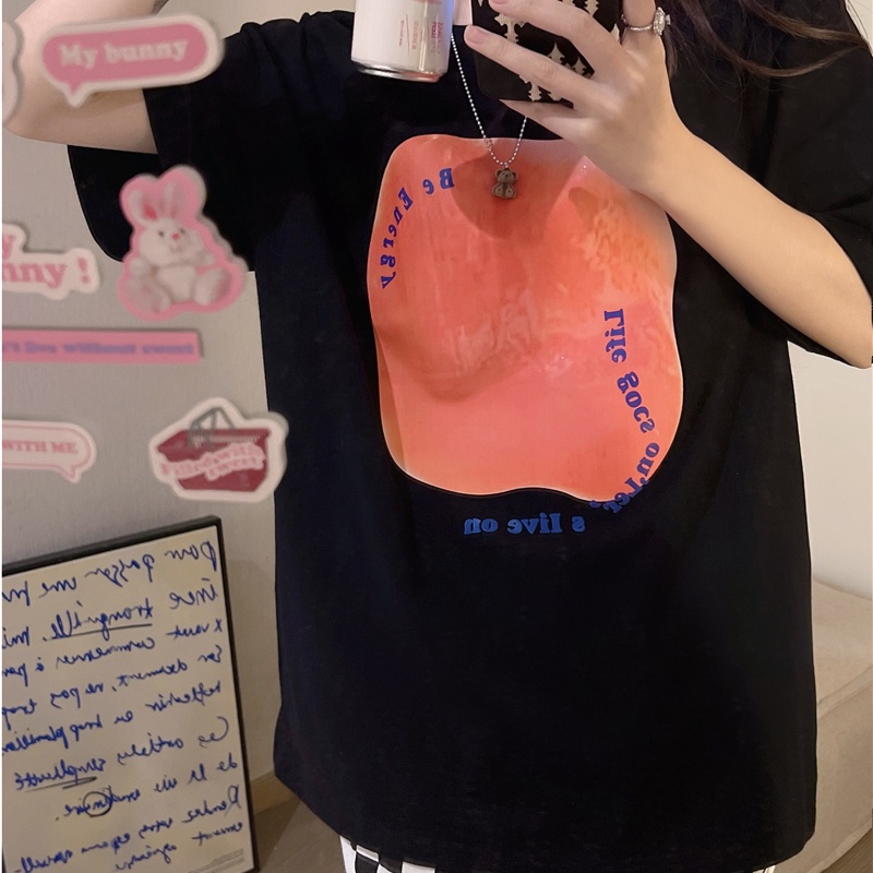 SUXI Áo Thun T-shirt Tay Ngắn Cổ Tròn In Hình Đơn Giản Thời Trang Mùa Hè Dành Cho Nữ