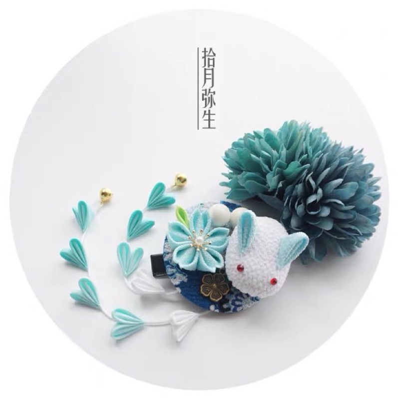 Kẹp tóc Kanzashi thỏ và hoa - Cosplay - lolita
