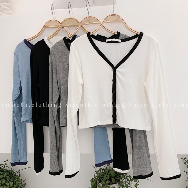 Áo cardigan mỏng kẻ viền