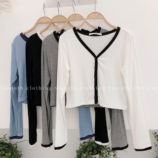 Áo cardigan mỏng kẻ viền