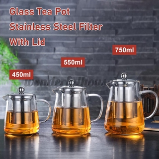 Ấm Pha Trà Thủy Tinh 450 / 550 / 750ml Bằng Thép Không Gỉ