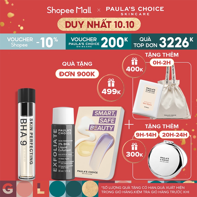 Tinh chất ngăn ngừa mụn đầu đen và bã nhờn Paula's Choice Skin Perfecting BHA 9 (9% Salicylic Acid) 0.83ml Mã 7739