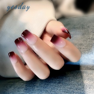 ✨YD❤ 24 Piece Boxed Gradient Long Fake Nails Finished Nail Patch