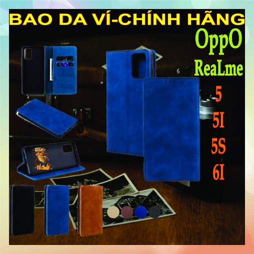 Bao da, ví đựng tiền, điện thoại oppo realme 5, realme 5i, realme 5s, realme 6i (chính hãng).