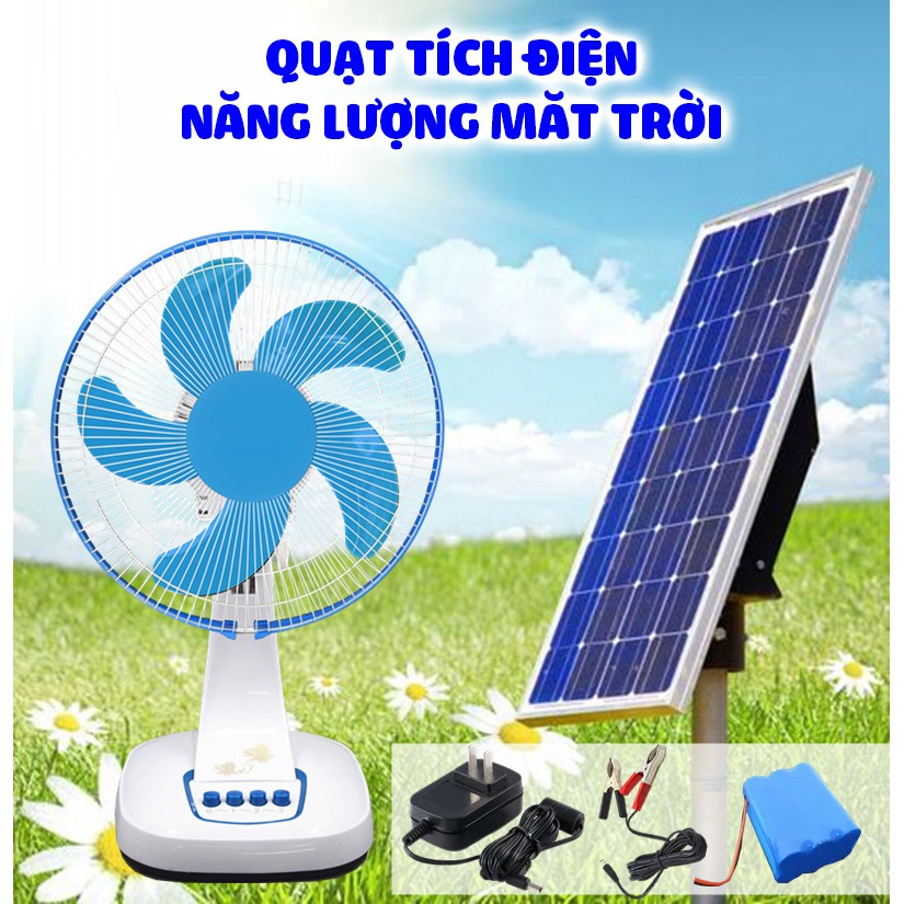 Quạt tích điện năng lượng mặt trời Sunisi FT30 nguồn điện gia đình hoặc điện mặt trời