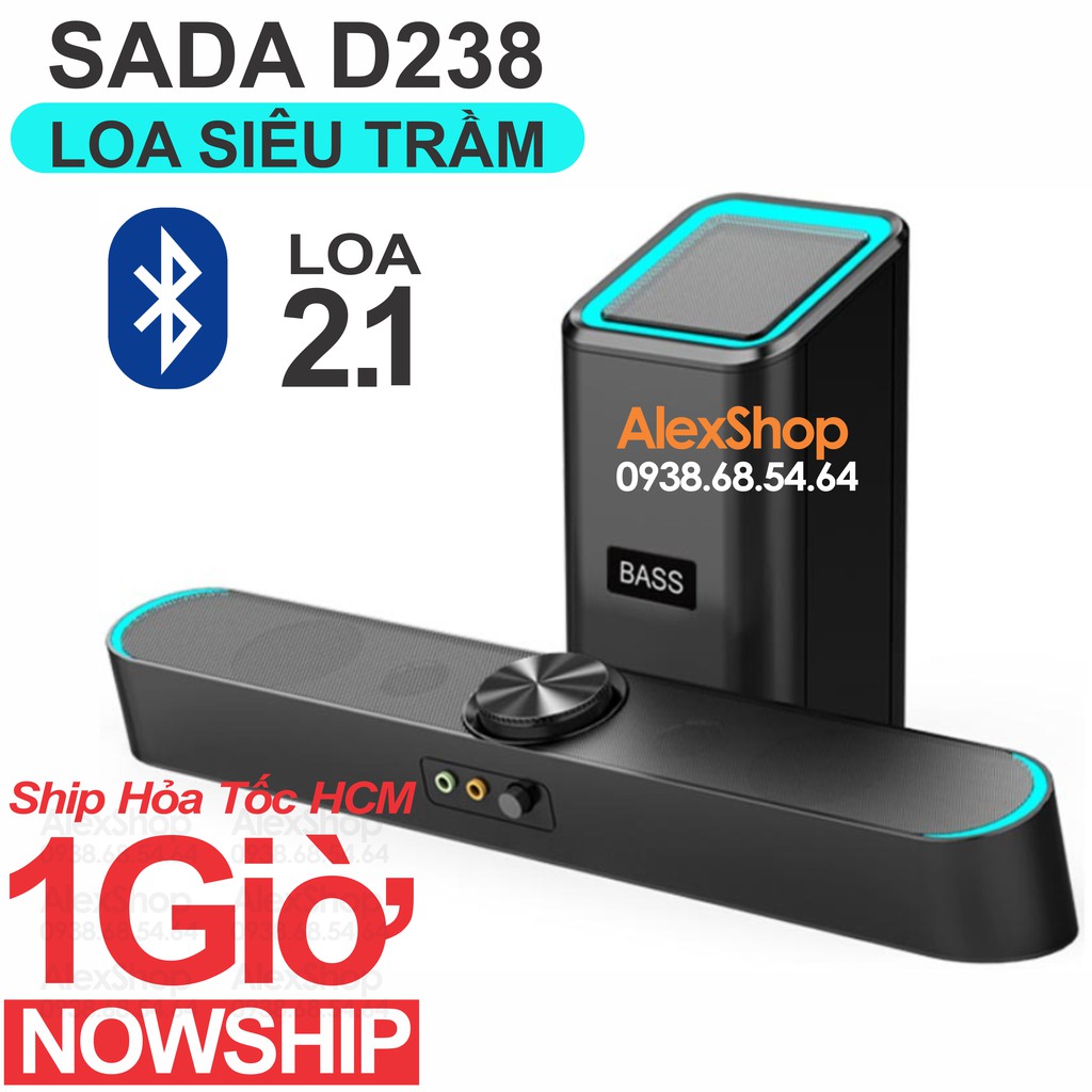 [Mã 159ELSALE hoàn 7% đơn 300K] LOA GAMING 2.1 LED SADA D238 BLUETOOTH CỦ LOA SIÊU TRẦM ĐỘC LẬP