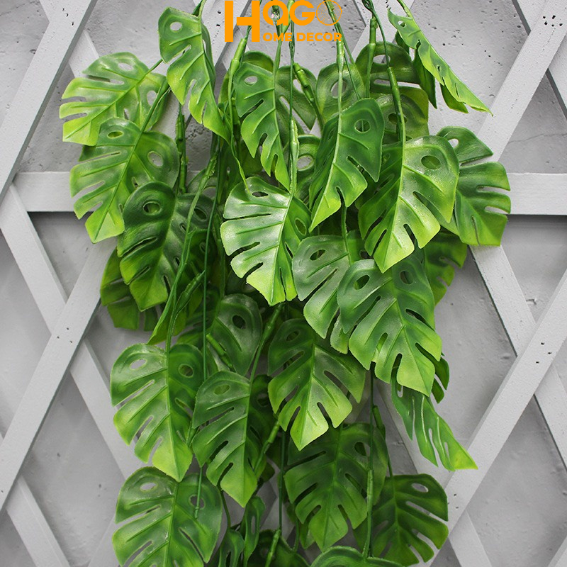 Lá giả, Chùm lá Rùa Xanh Dài 76cm Trang Trí Ban Cồn, Treo Tường, Trang Trí Nội Thất Xanh Mát