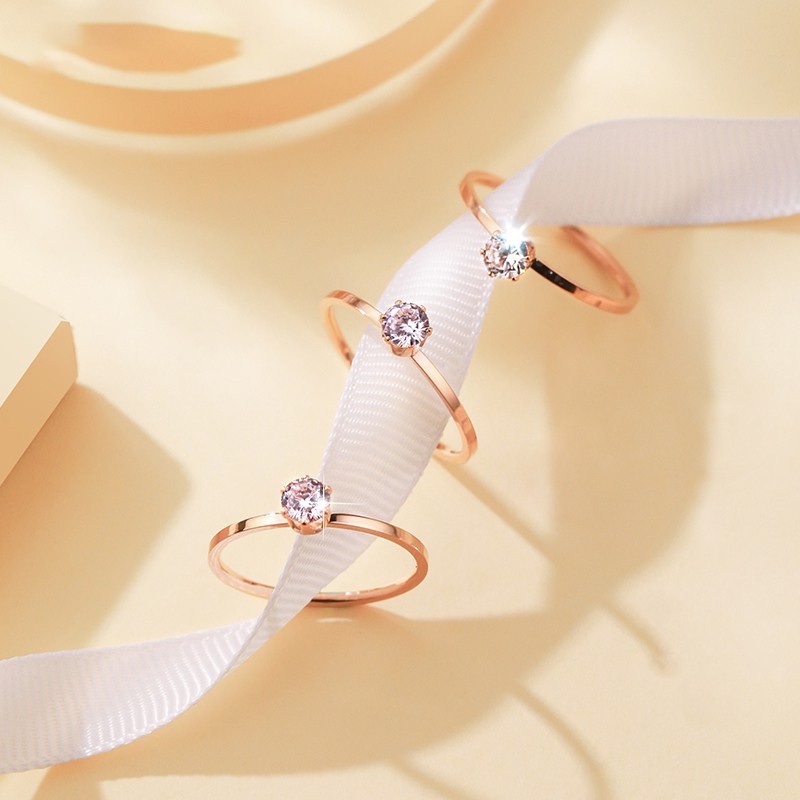 Nhẫn nữ TITAN NGUYÊN CHẤT KHÔNG GỈ thiết kế đơn giản phong cách ins hàn quốc