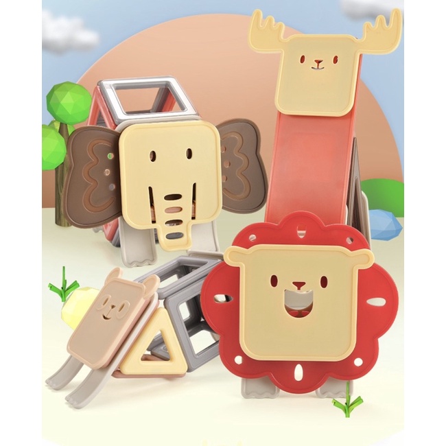 Bộ xếp hình lắp ghép từ tính nhiều chi tiết cho bé phát triển tư duy- Bond Kids