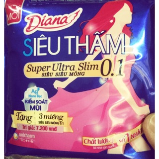BVS Diana có cánh siêu thấm 0.1cm 3 miếng/ gói 