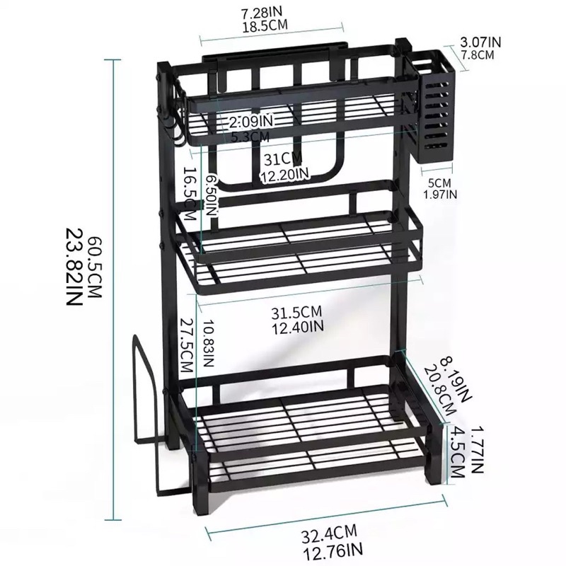 Kệ Gia Vị,Giá Để Gia Vị INOX Không Han Rỉ Kèm Cài Dao THỚt Ống Đũa