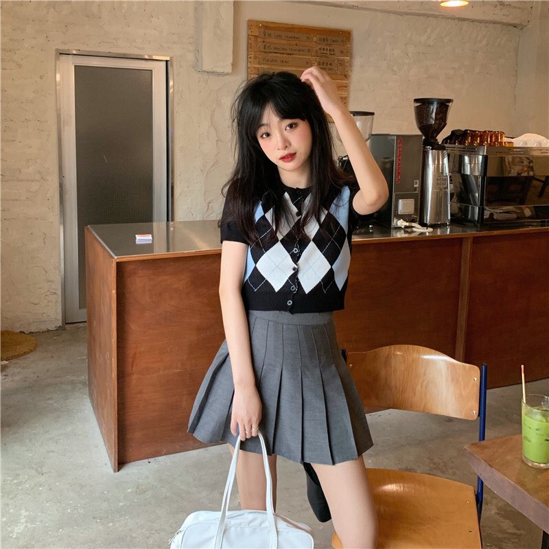 Áo Croptop Kim Cương Retro Xanh - Junivn