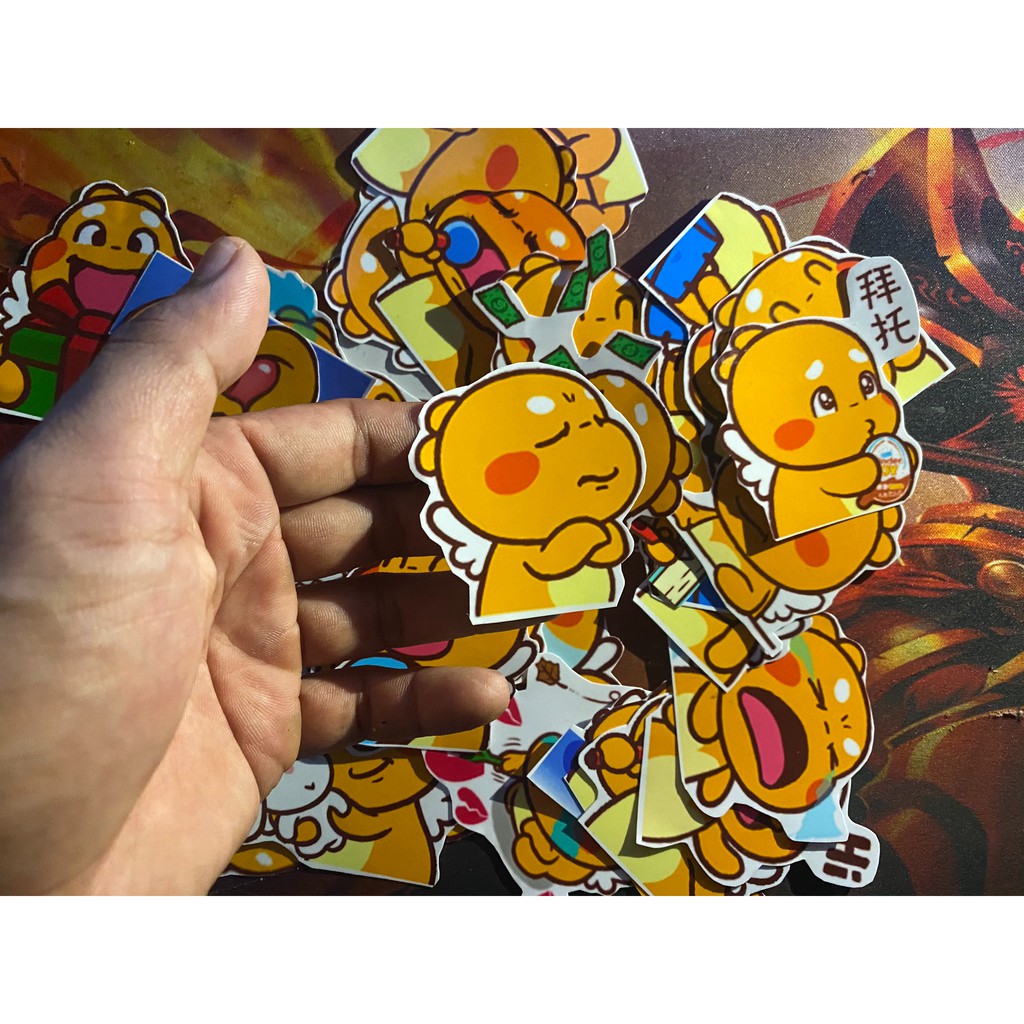 50 mẫu sticker decal hình dán chủ đề Rồng Vàng Bụng Bự dễ thương dùng dán xe, dán mũ bảo hiểm, dán laptop, điện thoại
