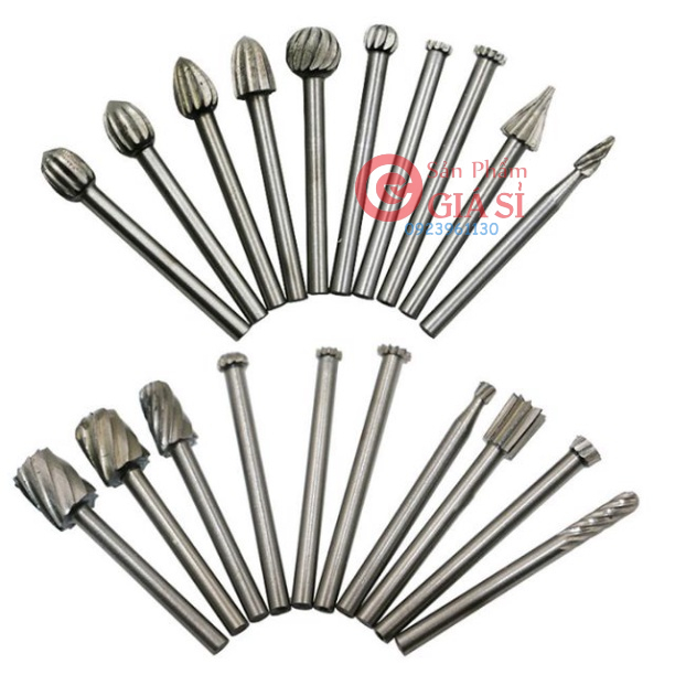 Bộ 20 đầu mũi mài khắc - mũi làm lũa - mũi chạm khắc gỗ cán 3mm ❤️freeship❤️