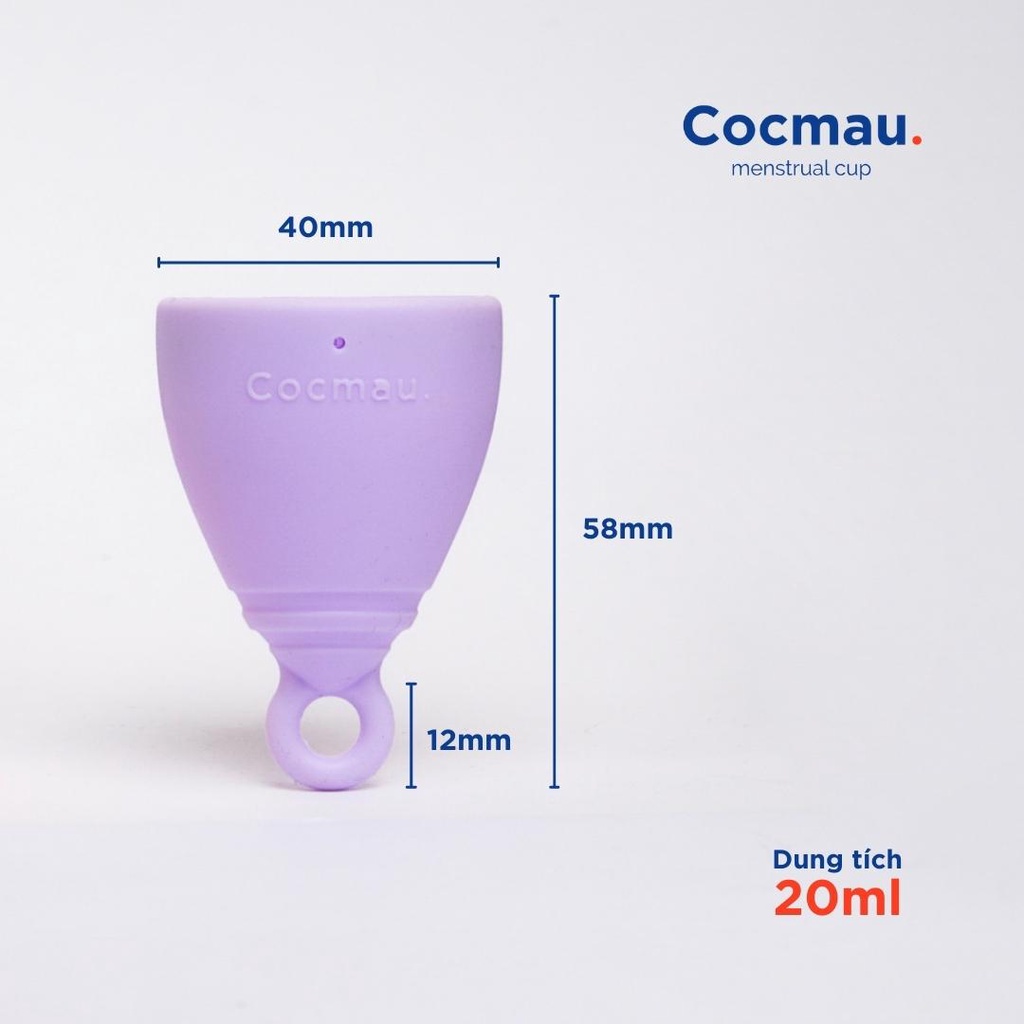 Cốc nguyệt san Cocmau - vừa vặn nhất với người châu Á  - cuống tròn vành ẩn thông minh - 100% silicone y tế nhập từ Đức