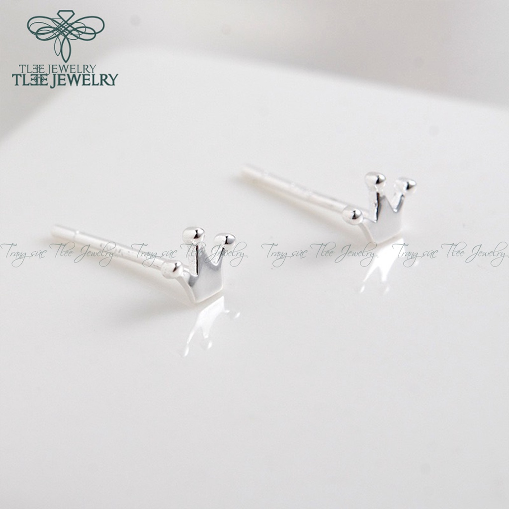 Khuyên tai bạc nữ TLEE Crown trơn mini xinh xắn NCJ B0136