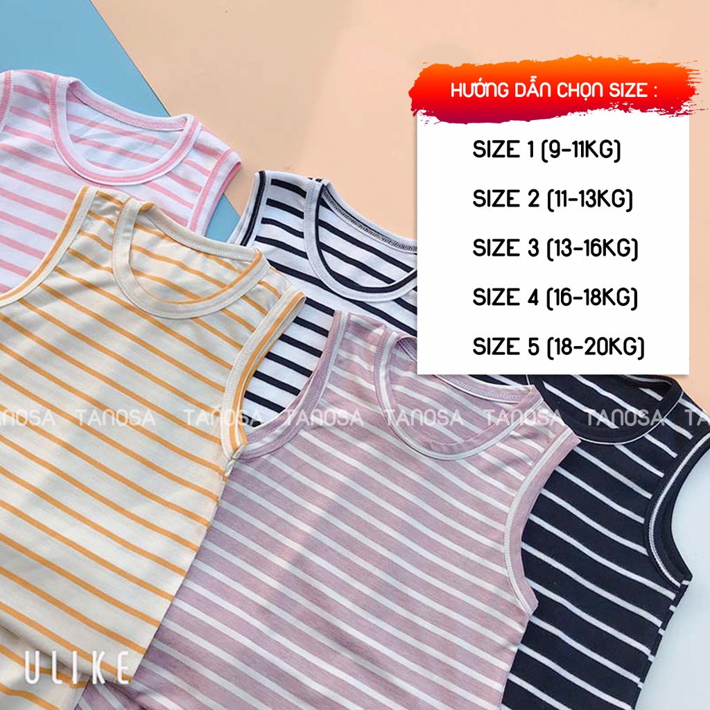 Bộ quần đùi áo ba lỗ sát nách TANOSA cotton kẻ sọc cho bé trai và gái 1-5 tuổi