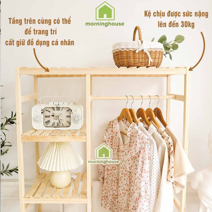 Tủ Treo Quần Áo Gỗ Morning House 87x150 cm. Tủ Quần Áo Gỗ Lắp Ráp