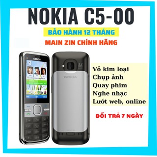Điện thoại cổ Nokia C5-00 main zin chính hãng bảo hành 12 tháng (tặng kèm sim 4G)