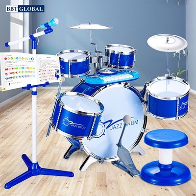 Bộ trống đồ chơi cho bé cỡ lớn kèm ghế ngồi và mic BBT GLOBAL 1704