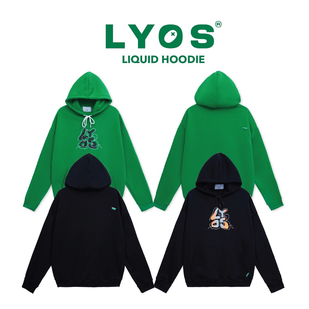 Áo Nỉ Hoodie LYOS Gradient Liquid Xanh/ Đen