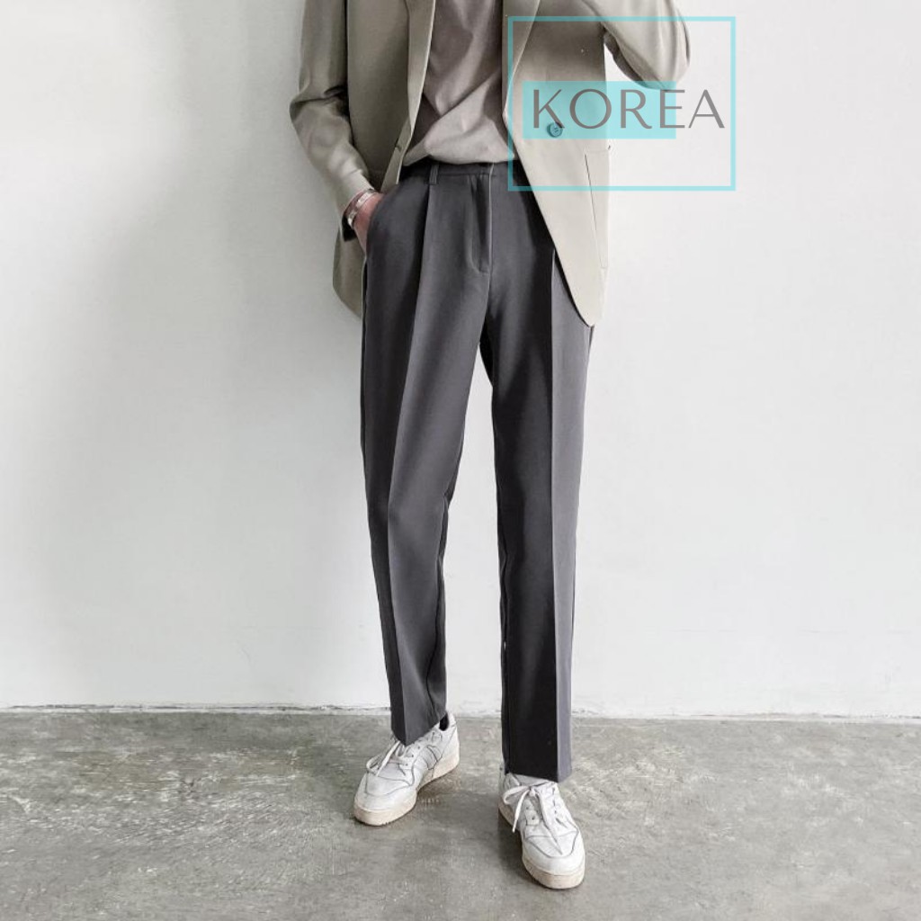 [Hình Độc Quyền] Quần baggy nam ống rộng vải Tây âu co giãn phong cách Hàn Quốc