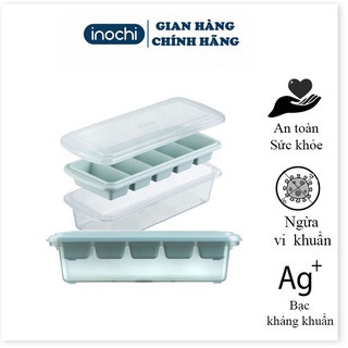 [Tặng Móc Dán]Khay đá 5 viên dành cho tủ lạnh có nắp đậy kèm hộp đựng đá tiện lợi kháng khuẩn Kari inochi