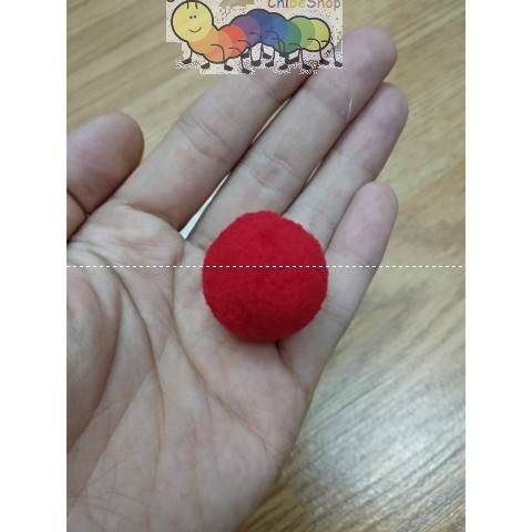 Pompom, quả bông tròn màu trắng, màu đen, màu đỏ đường kính 2,5cm kích thích thị giác trẻ sơ sinh