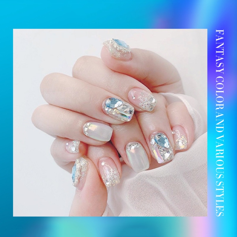 Set 120 Viên Đá 3D Nhiều Hình Dạng Bằng Kính Lấp Lánh Trang Trí Móng Tay Nghệ Thuật