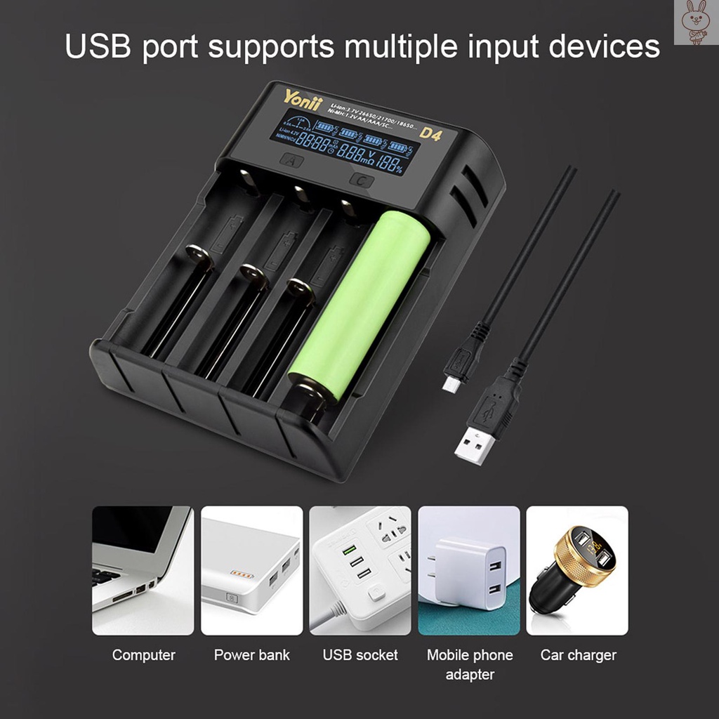 Bộ Sạc Pin Lithium Aa Aaa Nimh 4 Ngăn Ol Yonii D4 Lcd 18650 Cho 18650 21700 26650