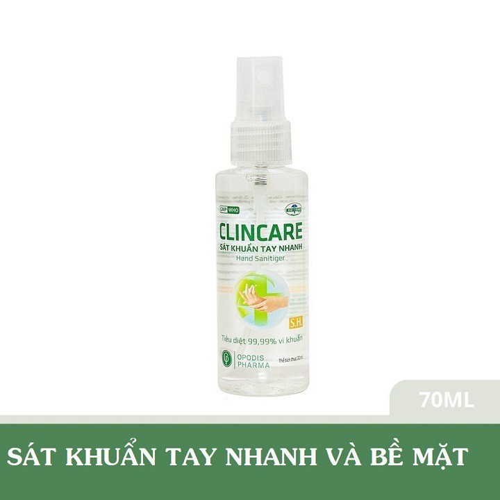 Nước rửa tay sát khuẩn nhanh Clincare 70ml