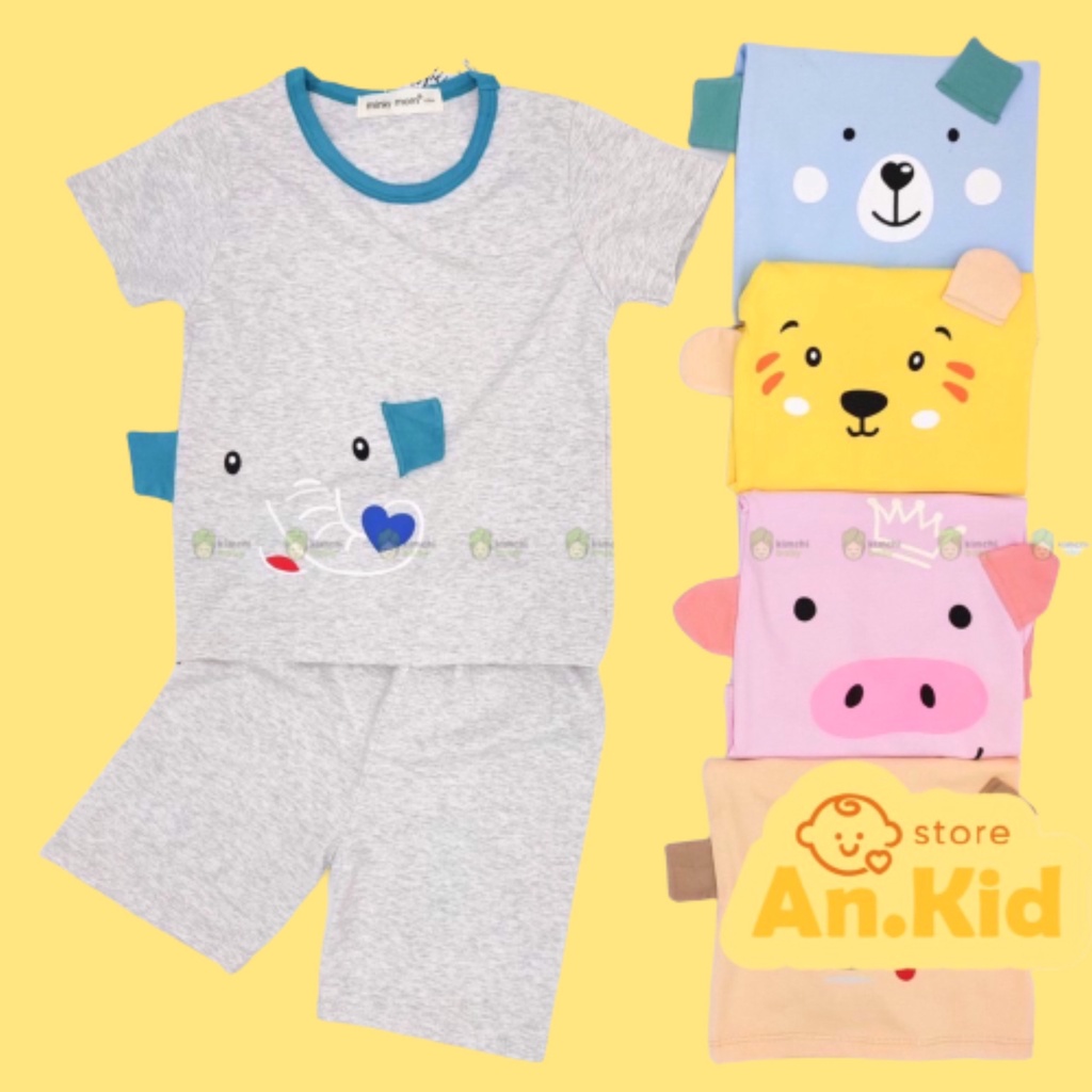 Đồ Bộ Bé Trai, Bé Gái Minky Mom Chất Thun Cotton Họa Tiết Động Vật 3D Dễ Thương, Bộ Cộc Tay Cho Bé Mặc Nhà AN.KID