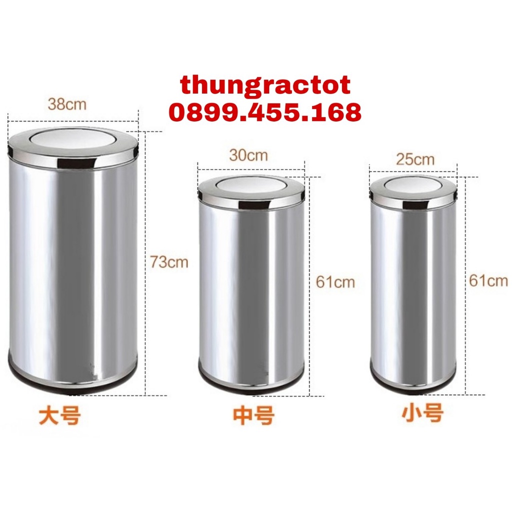 Thùng rác inox có nắp lật xoay tròn cao cấp , thùng rác inox có nắp bập bênh